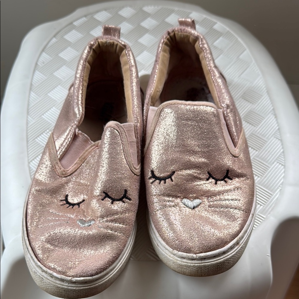 Pink Cat Face Slip-On Shoes for Kids
